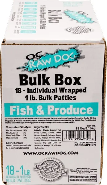 18 Lb OC Raw Bulk Fish & Produce Patties Box - Health/First Aid